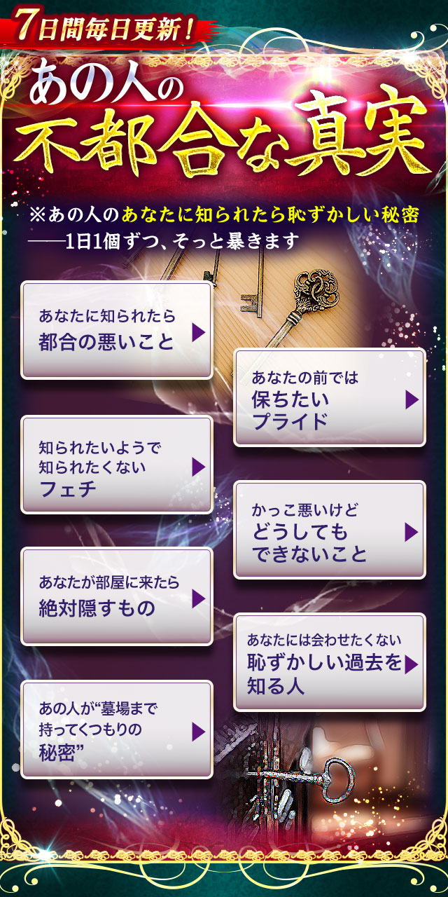 あの人の不都合な真実 ※あの人のあなたに知られたら恥ずかしい秘密――1日1個ずつ、そっと暴きます